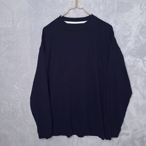 MUJI Black Heavyweight Cotton Crew Neck T-Shirt Size L Long Sleeve Casual